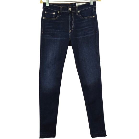 W Rag & Bone Cate Mid Rise Ankle Skinny Dark Blue Jeans Size 27 Selvedge Selvage - Picture 1 of 11
